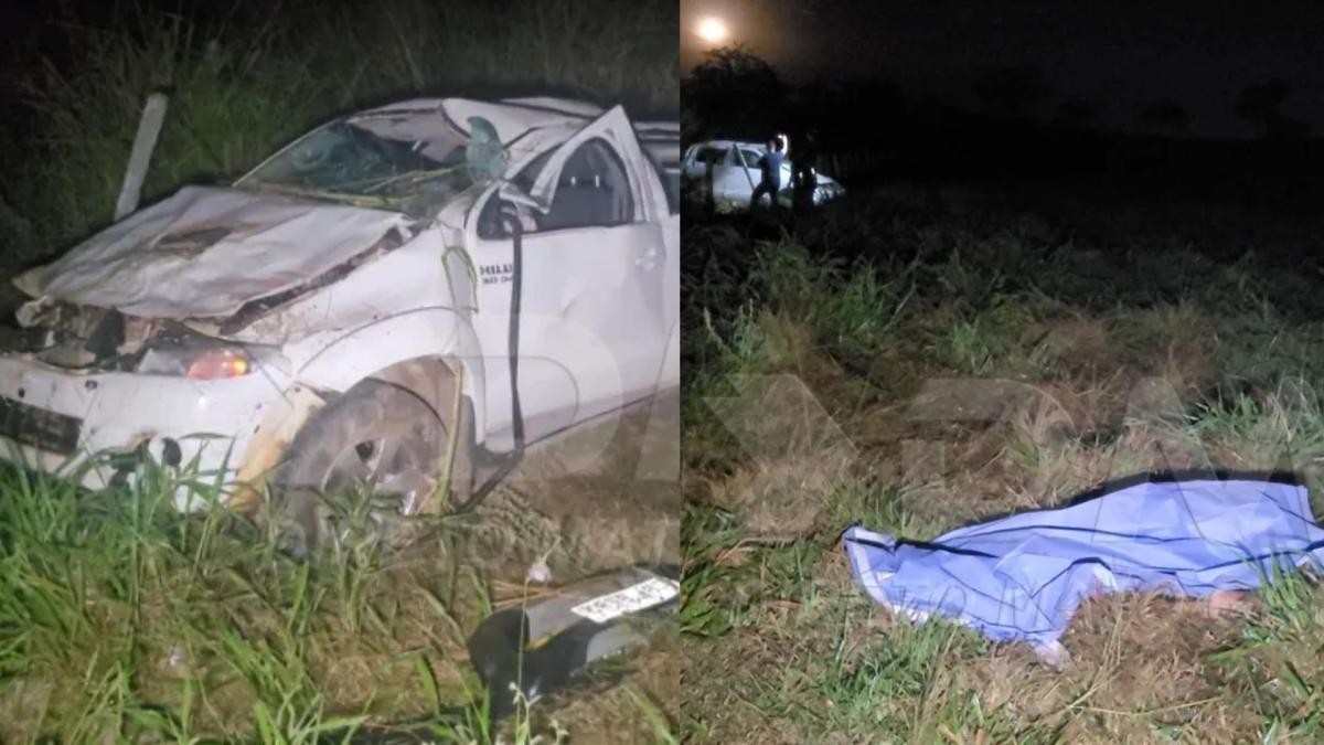Condutor de Hilux morre após veículo capotar e irmão fica ferido