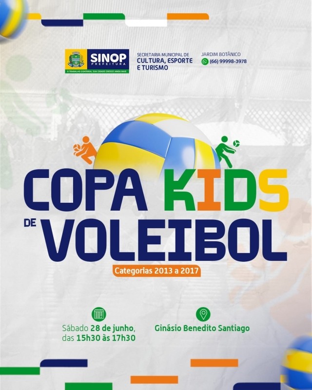 Prefeitura realiza Copa Kids de Voleibol neste sábado (28), no Ginásio Benedito Santiago