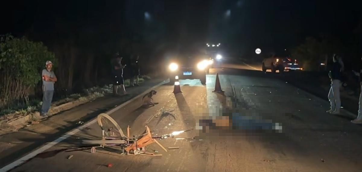 Motocicleta atropela e mata ciclista em trecho da BR-174