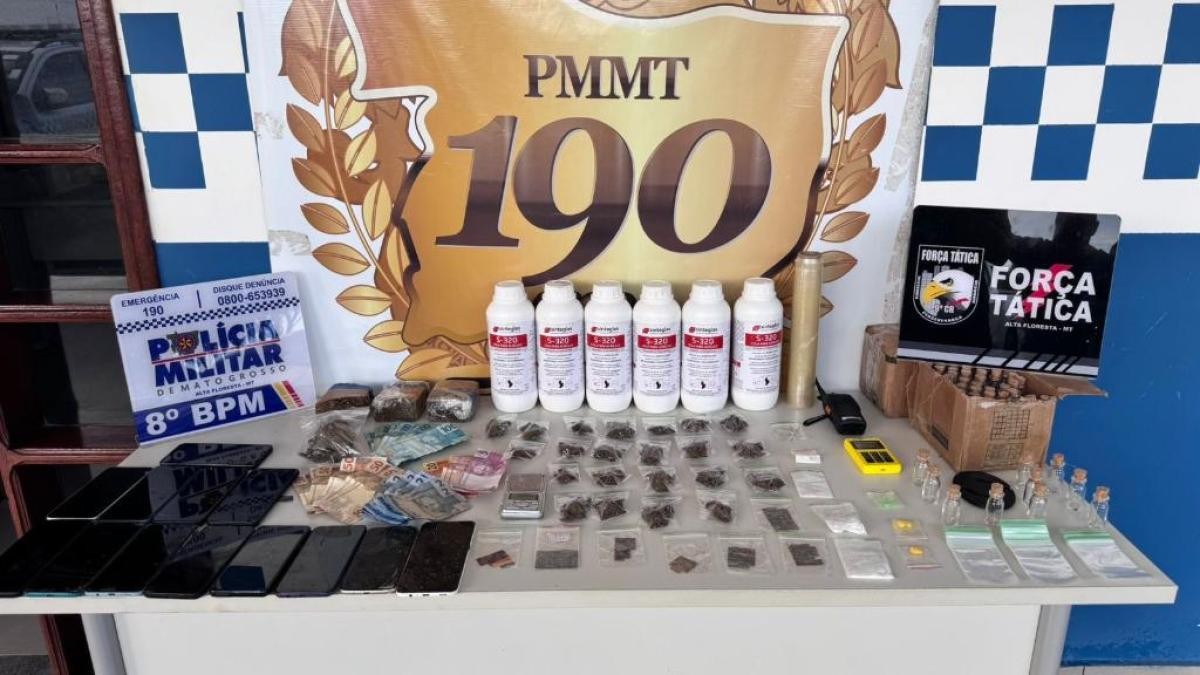 Dois são presos e adolescente apreendido por tráfico em MT