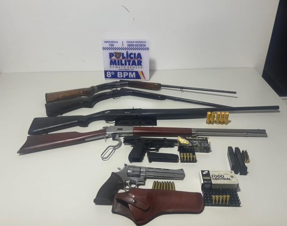 Polícia evita feminicídio e acha 'arsenal' de armas com suspeito