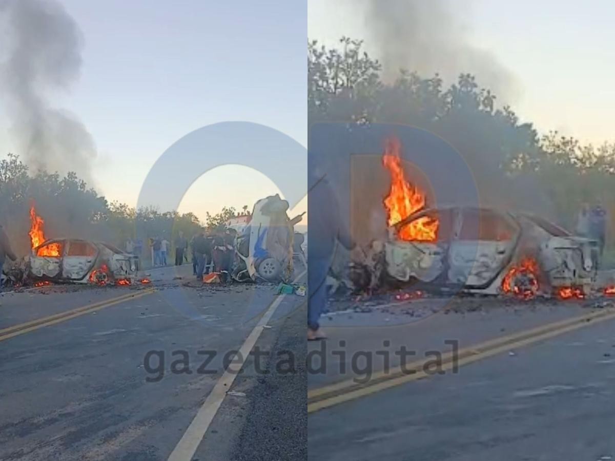 Acidente deixa ao menos um morto em Rosário; carro pega fogo